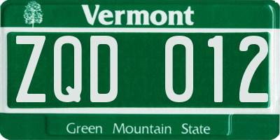 VT license plate ZQD012