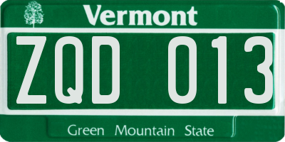 VT license plate ZQD013