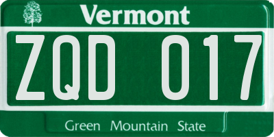 VT license plate ZQD017