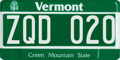 VT license plate ZQD020