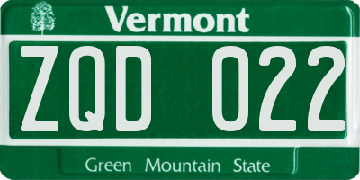 VT license plate ZQD022