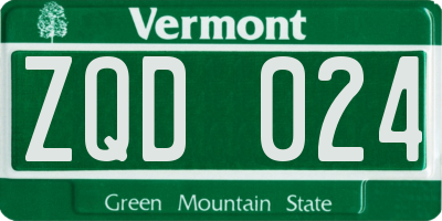 VT license plate ZQD024