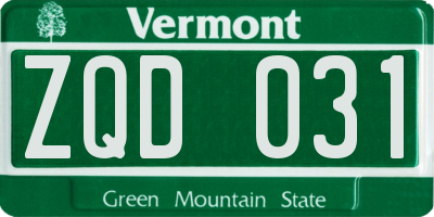VT license plate ZQD031