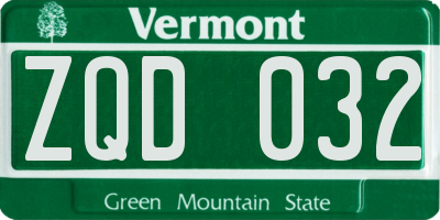 VT license plate ZQD032