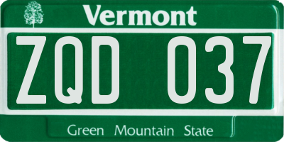 VT license plate ZQD037