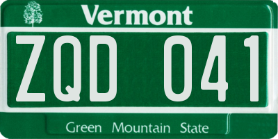 VT license plate ZQD041