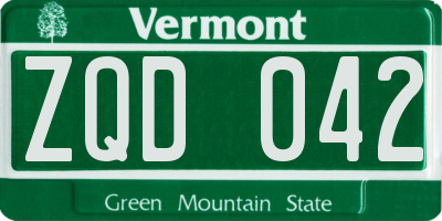 VT license plate ZQD042