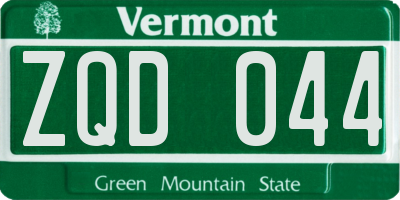 VT license plate ZQD044