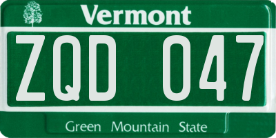 VT license plate ZQD047