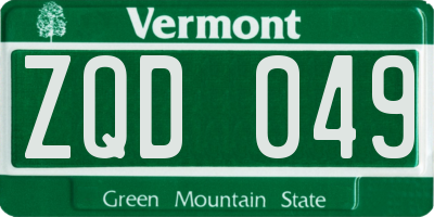 VT license plate ZQD049