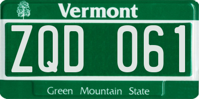 VT license plate ZQD061