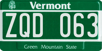 VT license plate ZQD063