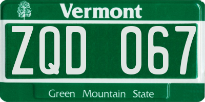 VT license plate ZQD067