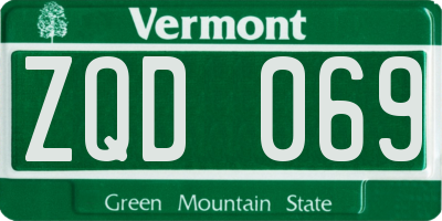 VT license plate ZQD069