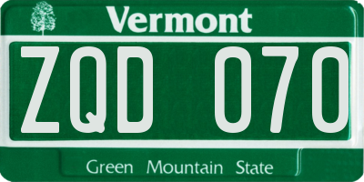 VT license plate ZQD070