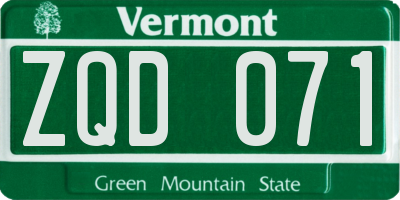 VT license plate ZQD071