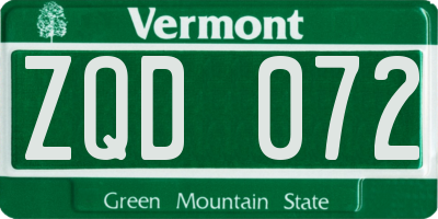 VT license plate ZQD072