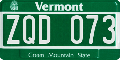 VT license plate ZQD073