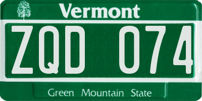 VT license plate ZQD074
