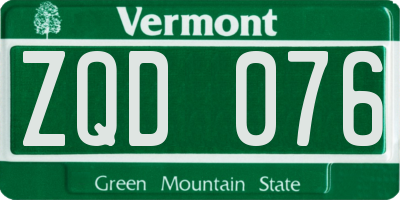VT license plate ZQD076