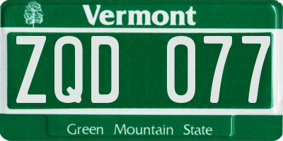 VT license plate ZQD077