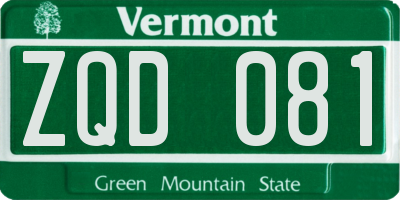 VT license plate ZQD081