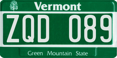 VT license plate ZQD089