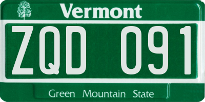 VT license plate ZQD091