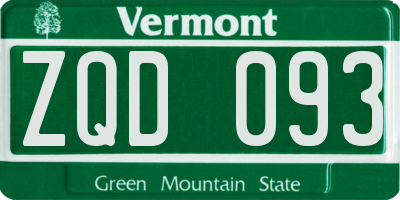 VT license plate ZQD093