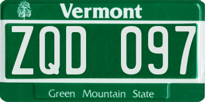 VT license plate ZQD097