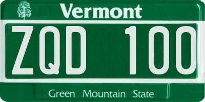 VT license plate ZQD100