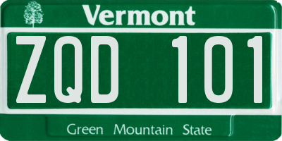 VT license plate ZQD101
