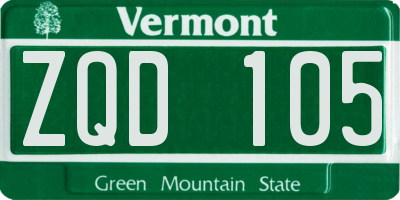 VT license plate ZQD105