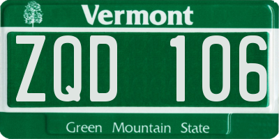 VT license plate ZQD106