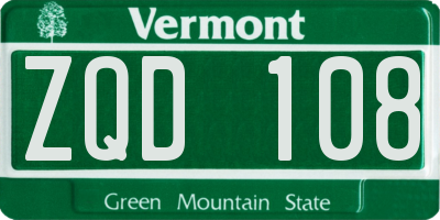 VT license plate ZQD108