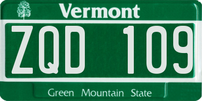 VT license plate ZQD109