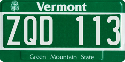 VT license plate ZQD113