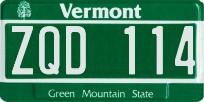 VT license plate ZQD114