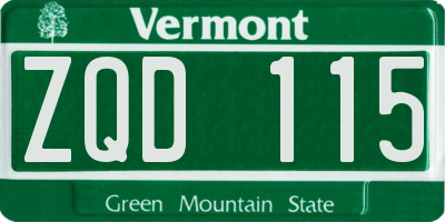 VT license plate ZQD115