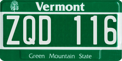 VT license plate ZQD116