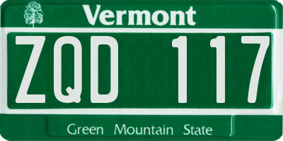 VT license plate ZQD117