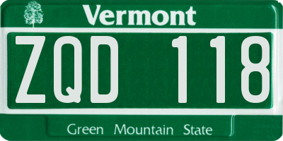 VT license plate ZQD118