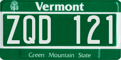 VT license plate ZQD121