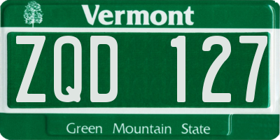 VT license plate ZQD127