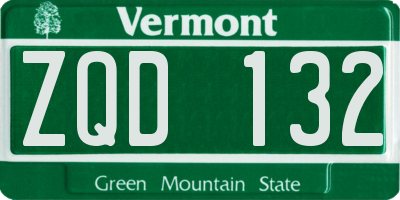 VT license plate ZQD132