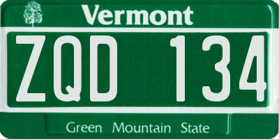 VT license plate ZQD134