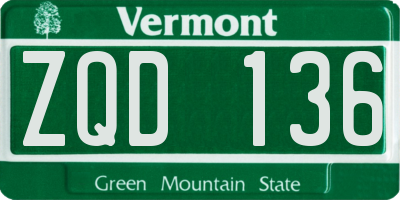 VT license plate ZQD136