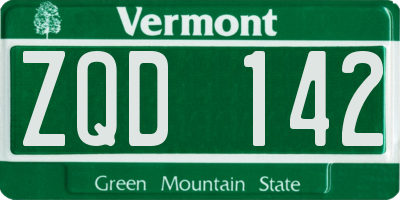 VT license plate ZQD142
