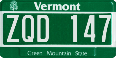 VT license plate ZQD147