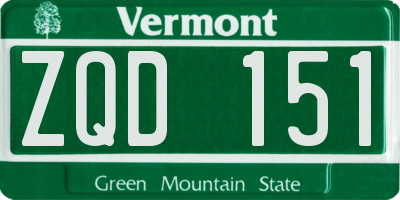VT license plate ZQD151